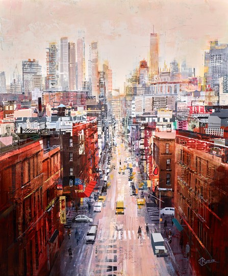 Manhattan Rooftops by Tom Butler - Original Collage on Board