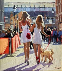 Afternoon Stroll by Sherree Valentine Daines - Original Painting on Board sized 9x10 inches. Available from Whitewall Galleries
