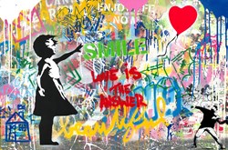 Balloon Girl by Mr. Brainwash - Original Mixed Media on Paper sized 24x36 inches. Available from Whitewall Galleries