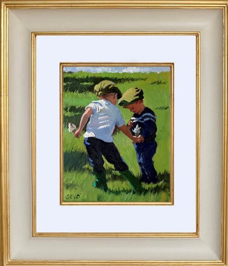 Boys at Play by Sherree Valentine Daines - Framed Original Painting on Board