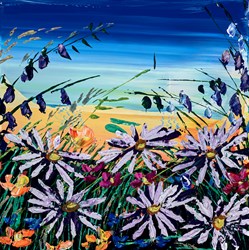 Wild Flowers Growing by Maya - Original Painting on Stretched Canvas sized 16x16 inches. Available from Whitewall Galleries