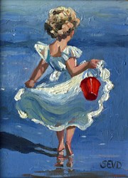 First Dip by Sherree Valentine Daines - Original Painting on Board sized 6x8 inches. Available from Whitewall Galleries
