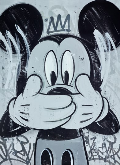 Be Quiet, Grey Shade by Mr. Oreke - Original Painting on Stretched Canvas