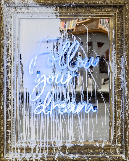 Follow Your Dreams by Mr. Brainwash - Neon and Acrylic on Framed Mirror