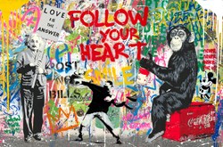 Pop Wall by Mr. Brainwash - Original Mixed Media on Paper sized 36x24 inches. Available from Whitewall Galleries