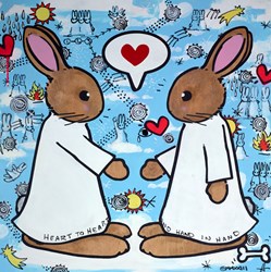 Hello by Harry Bunce - Original Painting on Board sized 30x30 inches. Available from Whitewall Galleries
