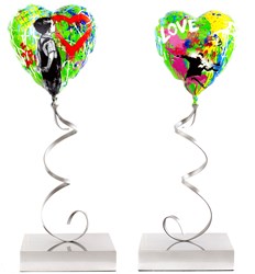Flying Balloon Heart by Mr. Brainwash - Mixed Media Sculpture sized 10x28 inches. Available from Whitewall Galleries