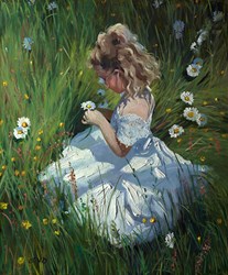 Girl In the Daisy Field by Sherree Valentine Daines - Original Painting on Canvas sized 22x26 inches. Available from Whitewall Galleries