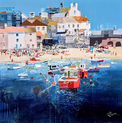 Heat Waves, St Ives by Tom Butler - Original Collage on Board