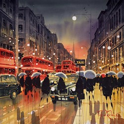 Taxi Rank London by Peter J Rodgers - Original Painting on Paper sized 20x20 inches. Available from Whitewall Galleries