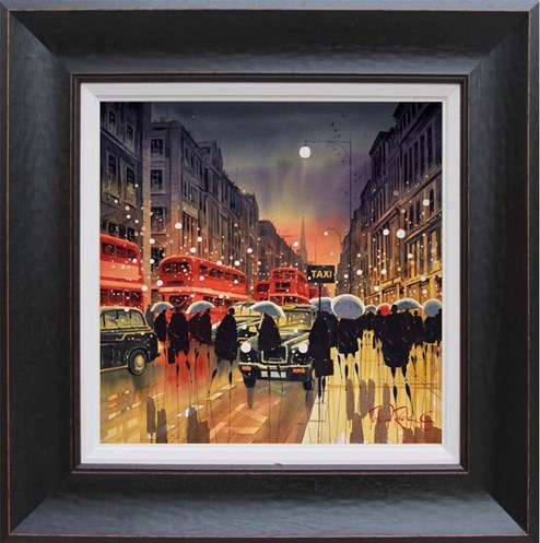 Taxi Rank London by Peter J Rodgers - Framed Original Painting on Paper