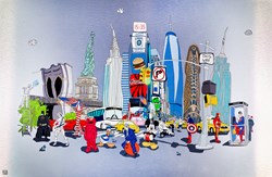 New York Mash Up by Dylan Izaak - Original Painting on Aluminium sized 55x36 inches. Available from Whitewall Galleries
