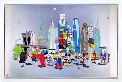 New York Mash Up by Dylan Izaak - Framed Original Painting on Aluminium