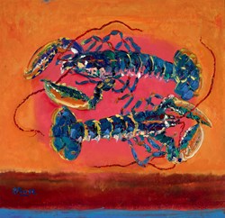 Cadgwith Lobsters by Jeffrey Pratt - Original Painting on Board sized 28x28 inches. Available from Whitewall Galleries