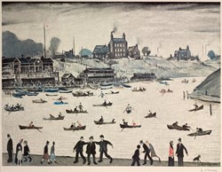 Crime Lake, 1971 by L.S. Lowry - Offset lithograph on wove paper sized 24x18 inches. Available from Whitewall Galleries
