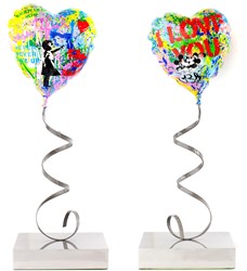 Flying Balloon Heart by Mr. Brainwash - Mixed Media Sculpture sized 10x28 inches. Available from Whitewall Galleries