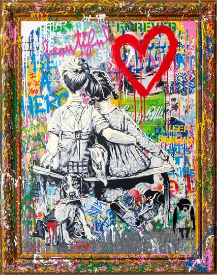 Work Well Together by Mr. Brainwash - Stretched Canvas with Vandalised Frame