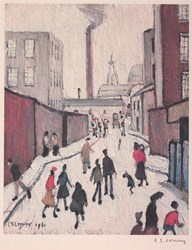 Street Scene by L.S. Lowry - Offset lithograph on wove paper sized 8x11 inches. Available from Whitewall Galleries