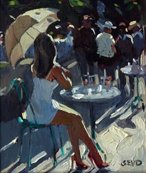Cafe Moments by Sherree Valentine Daines - Original Painting on Board sized 6x7 inches. Available from Whitewall Galleries