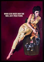 When God Made Man She Was Just Practising (Dark Red) by The Connor Brothers - Original Painting on Box Canvas sized 28x40 inches. Available from Whitewall Galleries