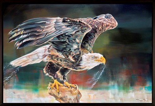 The Eagle Has Landed by Debbie Boon - Framed Original Painting on Box Canvas
