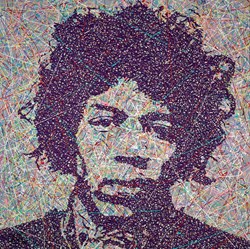 Jimi by Jim Dowie - Original Painting on Box Canvas sized 36x36 inches. Available from Whitewall Galleries
