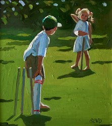 Fun and Games on the Lawn by Sherree Valentine Daines - Original Painting on Canvas sized 9x10 inches. Available from Whitewall Galleries