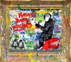 Everyday Life by Mr. Brainwash - Stretched Canvas with Vandalised Frame sized 29x25 inches. Available from Whitewall Galleries