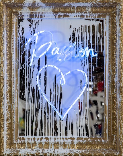 Passion by Mr. Brainwash - Neon and Acrylic on Framed Mirror