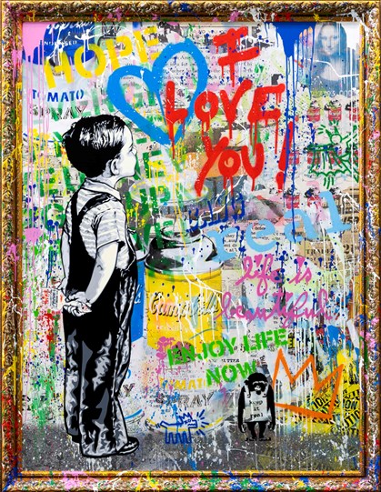 With All My Love by Mr. Brainwash - Mixed Media on Canvas with Museum Frame