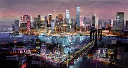 Big City Lights by Tom Butler - Textured Paper on Board sized 38x20 inches. Available from Whitewall Galleries