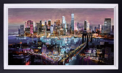 Big City Lights by Tom Butler - Framed Textured Paper on Board