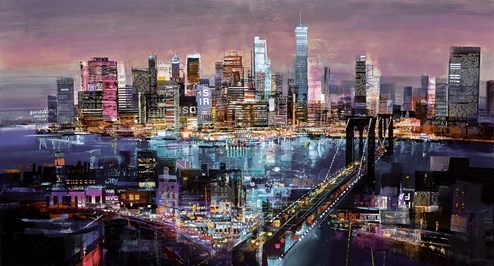 Big City Lights by Tom Butler - Textured Paper on Board