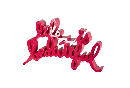 Life is Beautiful (Pink) by Mr. Brainwash - Painted Resin Sculpture