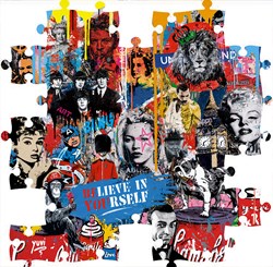 Believe in Yourself by Yuvi - Hand Embellished Mixed Media Edition sized 45x45 inches. Available from Whitewall Galleries