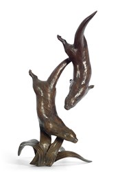 Out to Play (Otters) by Michael Simpson - Bronze Sculpture sized 7x12 inches. Available from Whitewall Galleries