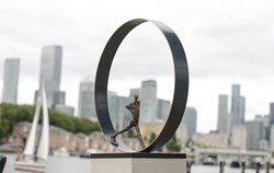 Long Run by Michael Speller - Bronze Sculpture sized 32x32 inches. Available from Whitewall Galleries
