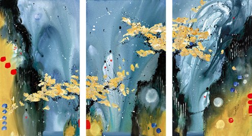 The Golden Reach (Triptych) by Danielle O'Connor Akiyama - Glazed Box Canvas